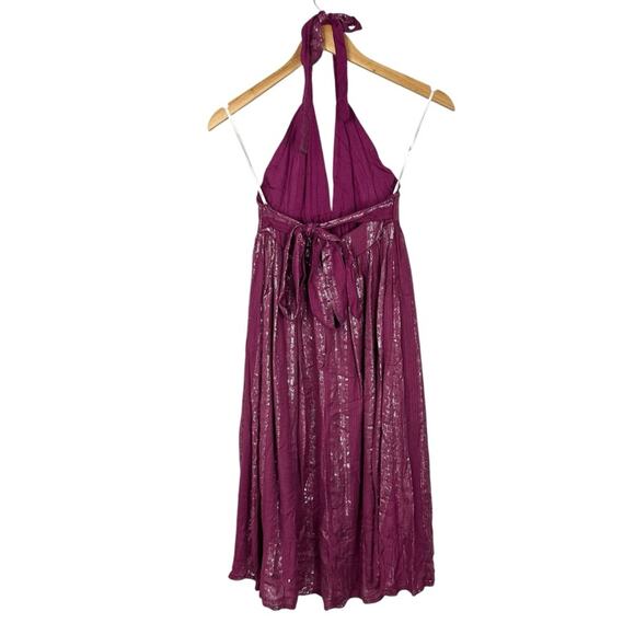 Lulu’s Charlize Magenta Striped Purple Halter Midi Dress Sz XS NWT - Picture 8 of 15